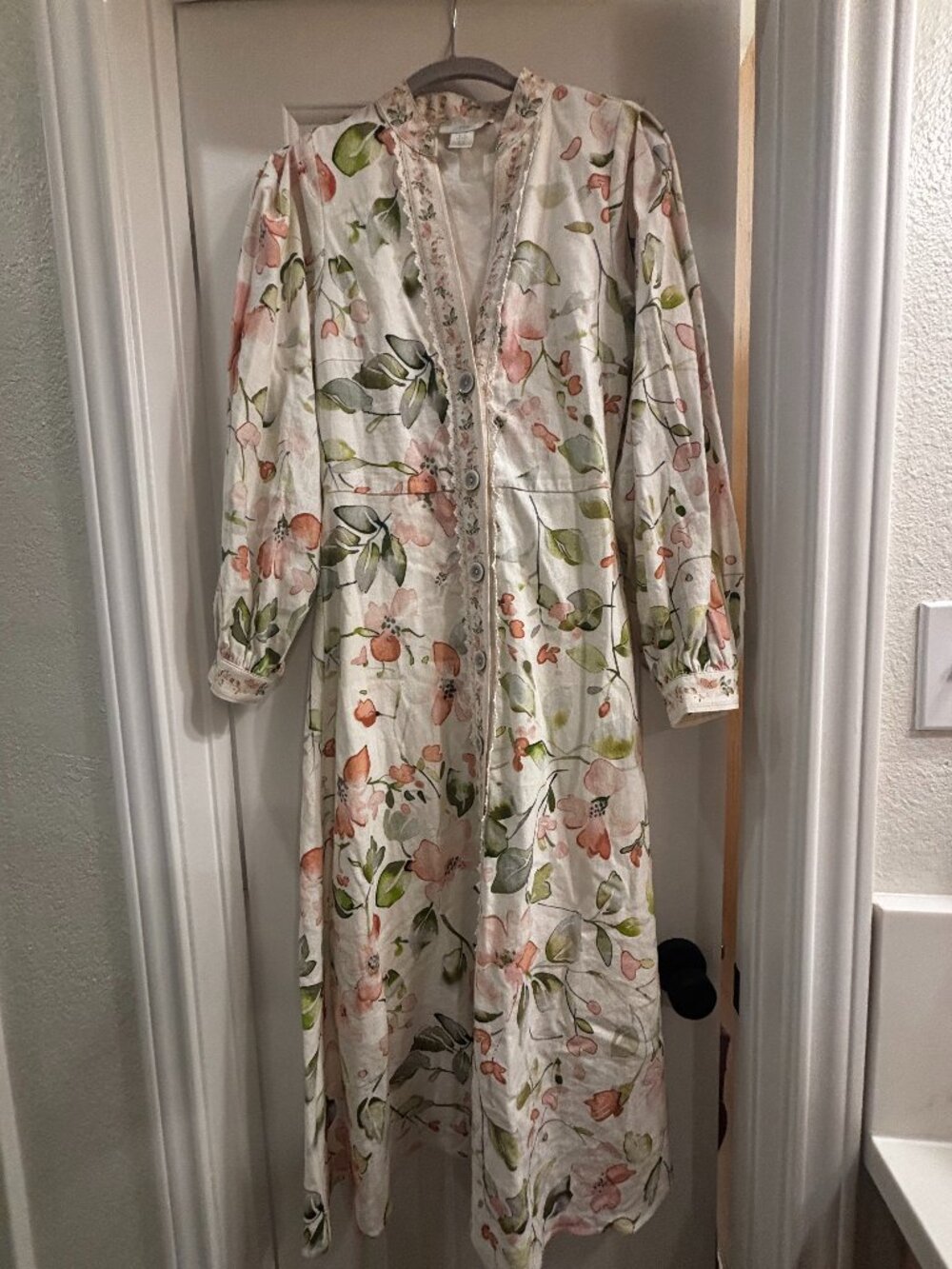 Caroline Constas New York — Floral Linen Duster Dress, Size XS
